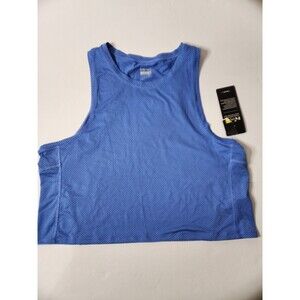 Hind Performance Racerback Crop Tank Top Womens Large Blue Mesh
